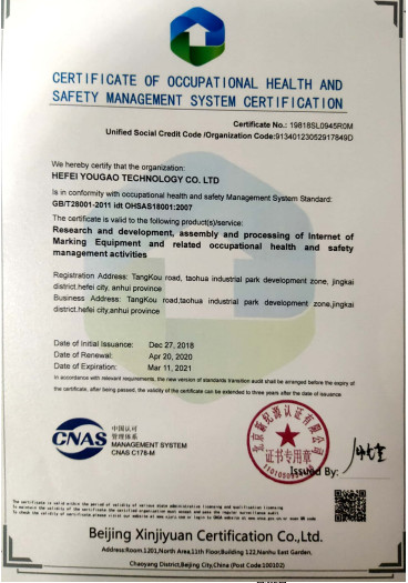 Çin Hefei Luox Yougao Technology Co., Ltd. Sertifikalar
